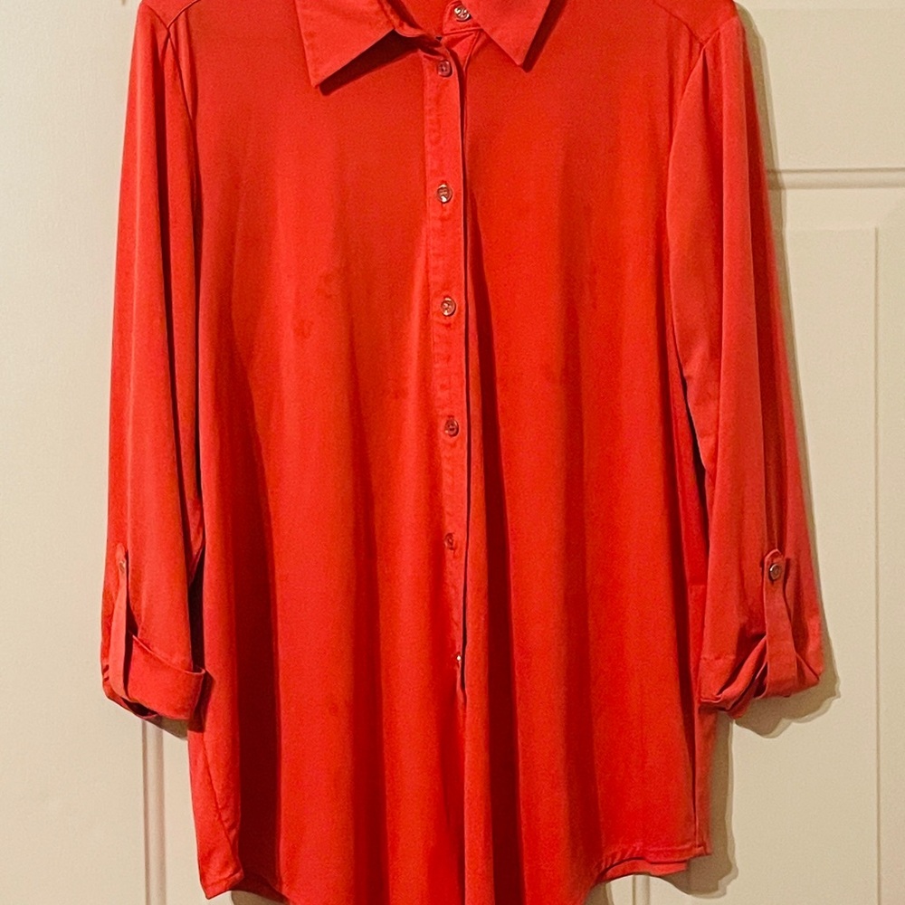 Elegant Scarlet Button-Down Shirt